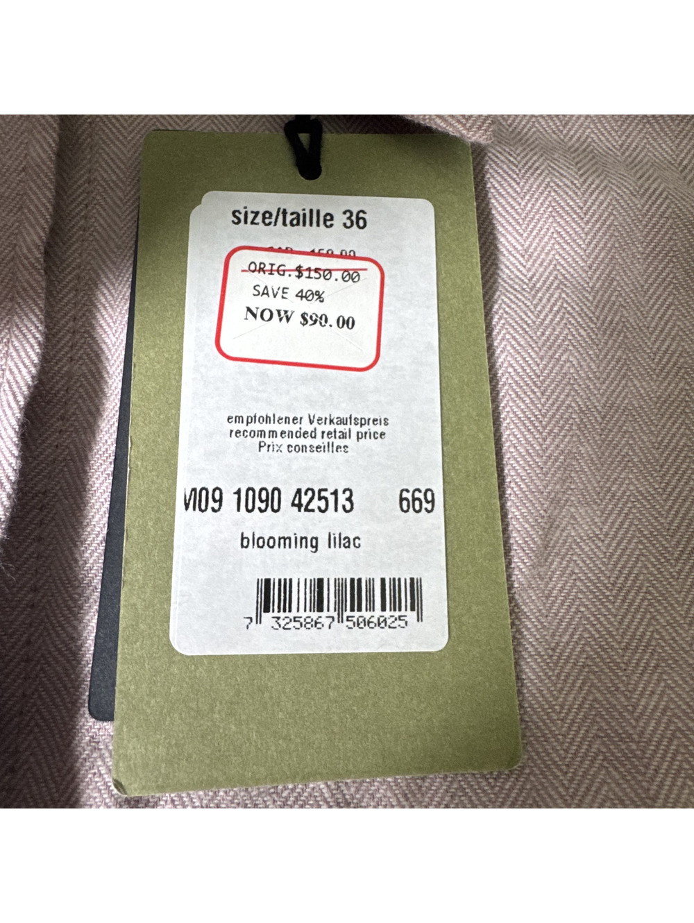 Marc O’Polo Women’s Organic Cotton Herringbone Shirt Size 36 Lilac Europe NWT - Picture 6 of 8